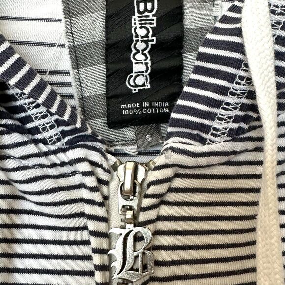 Billabong Hoodie Jacket Womens Small White With Blk Red & Blue Stripe Full Zip - Picture 2 of 9
